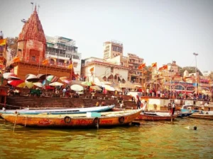 Dashashwamedh Ghat on the banks of the Ganges River in Varanasi