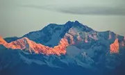 Sunrise view from Tiger Hill Darjeeling with Kanchenjunga mountains