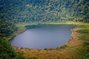 places to visit in Sikkim - Khecheopalri Lake surrounded by dense green forest in West Sikkim